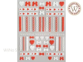 3D Red Sweater Pattern Adhesive Nail Art Sticker - 1 pc (TS-969)