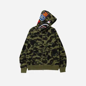 BAPE 1ST CAMO SHARK FULL ZIP HOODIE GREEN