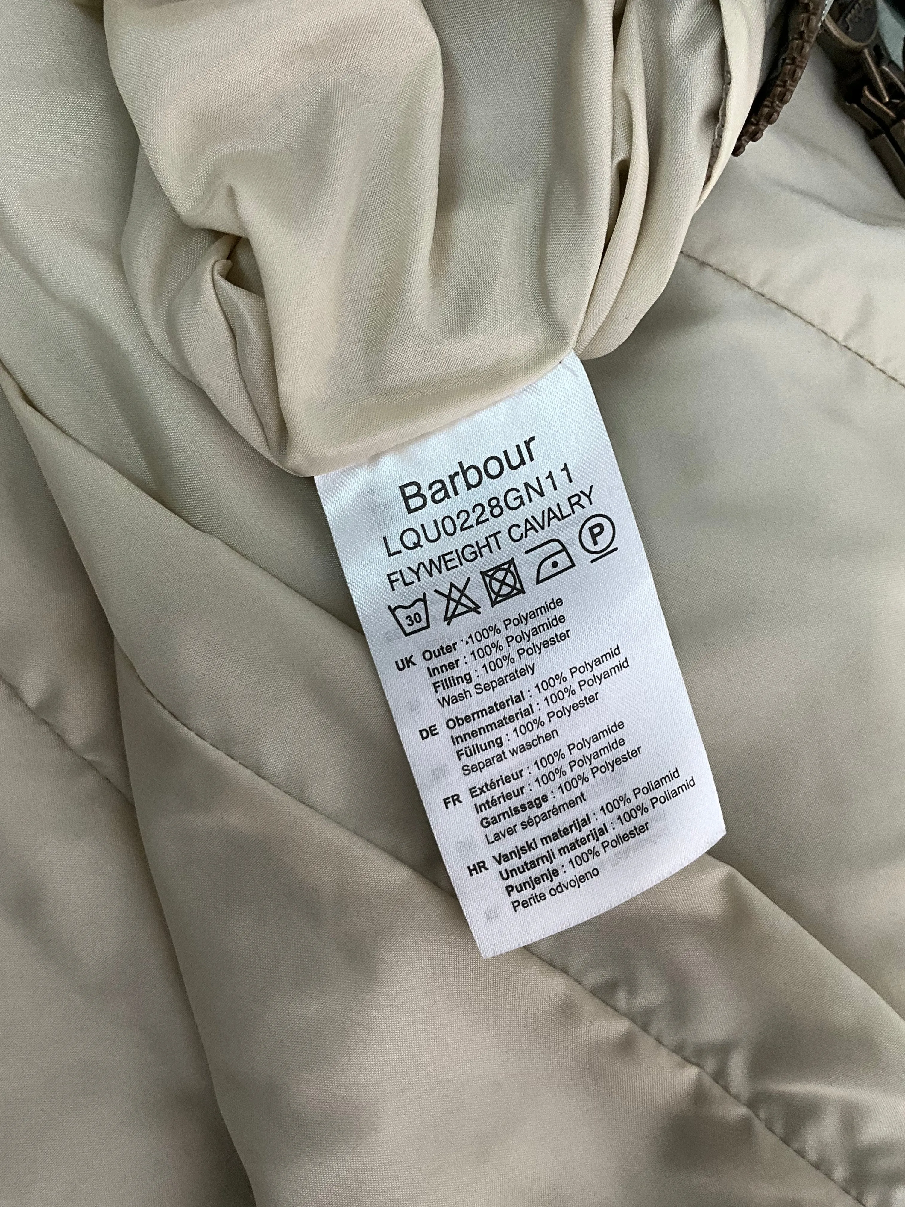 Barbour Light Olive Quilted Jacket Size S