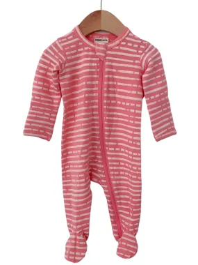 Basic Zipper Footie, Pink Stripe