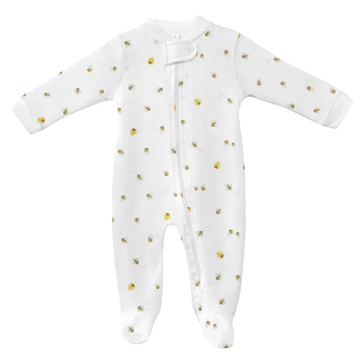 Bee Happy Printed Zipper Footie |  Baby Unisex