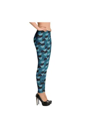 Blue Camo Ribbons Leggings