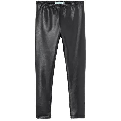 Boboli Stretch leggings for girls with leather effect 490351 890 black