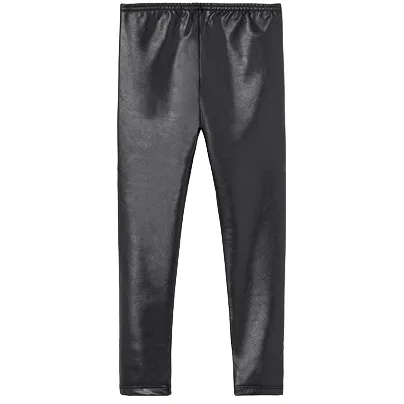 Boboli Stretch leggings for girls with leather effect 490351 890 black