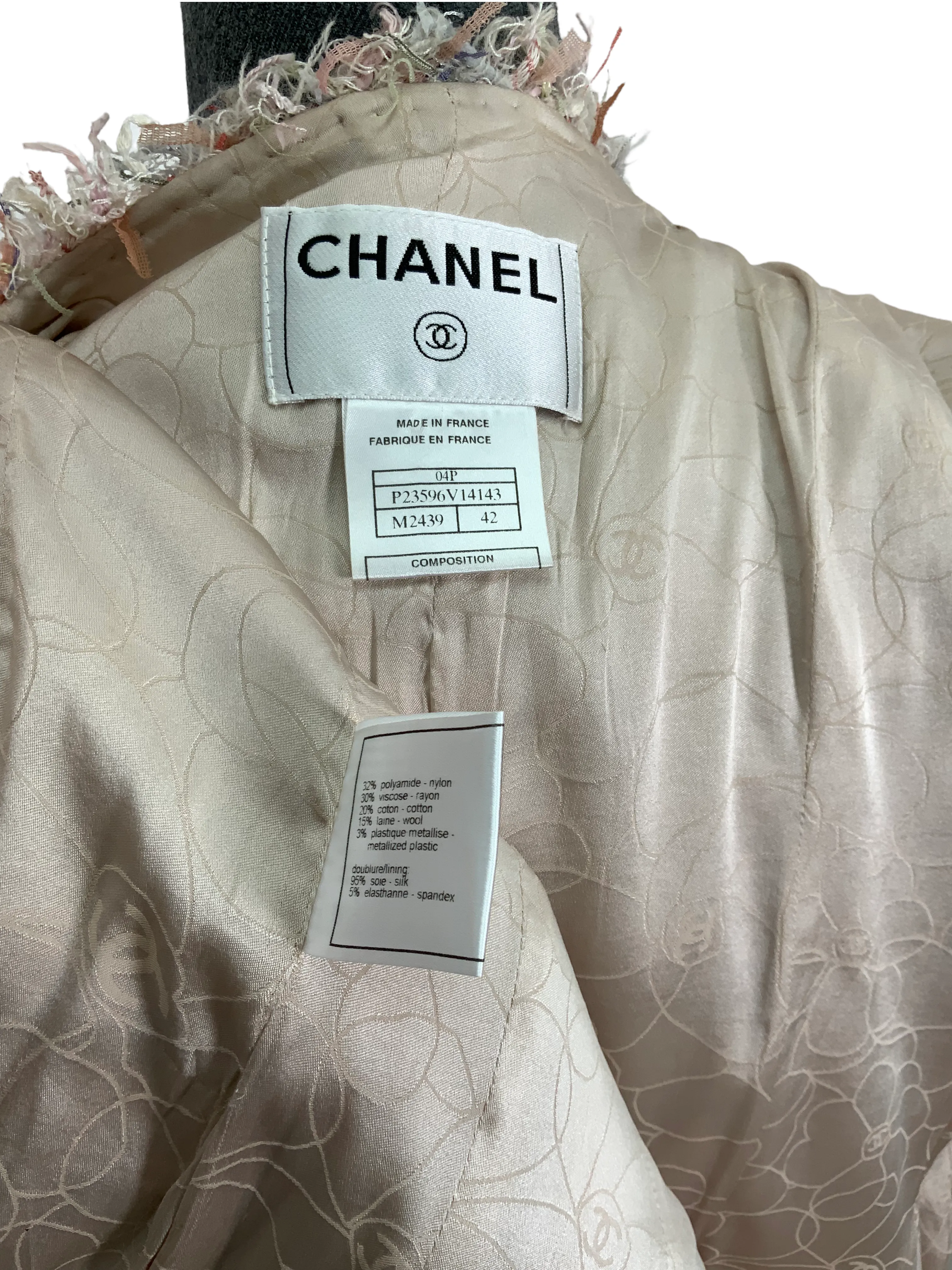 Chanel 04P Frayed Trim Tweed Jacket Size S