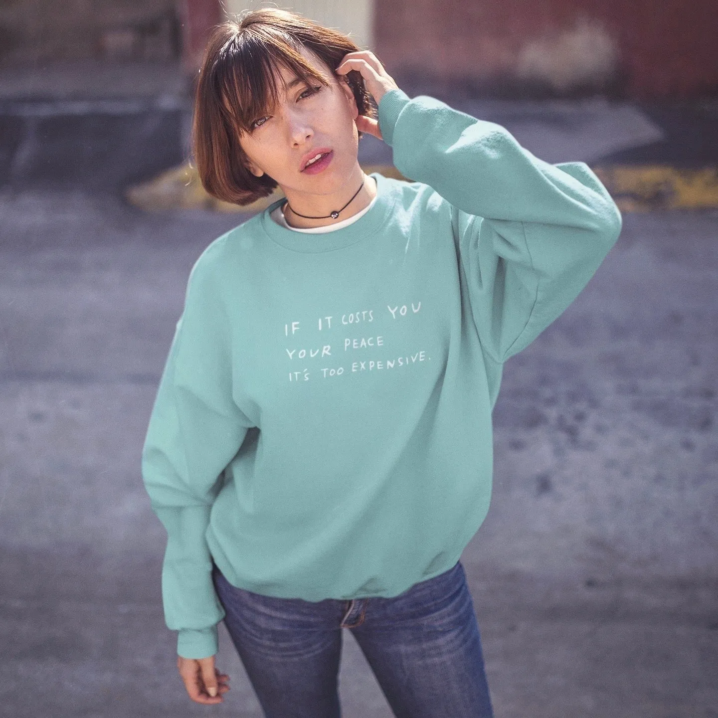 Cost of Peace Crewneck - Teal