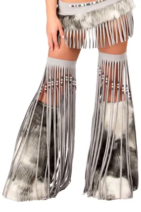 CS218 - Silver Beaded Fringe Leggings