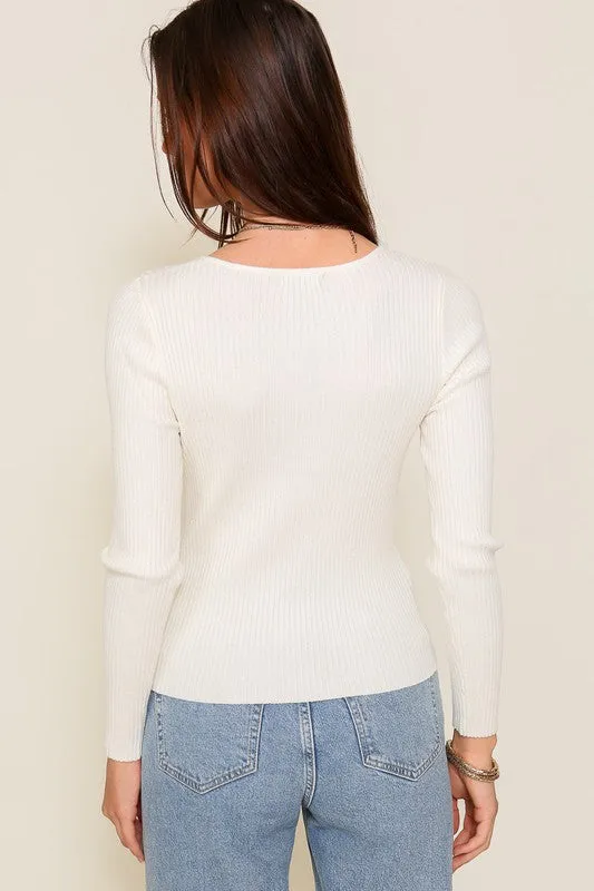 Cut Out Long Sleeve Sweater Top