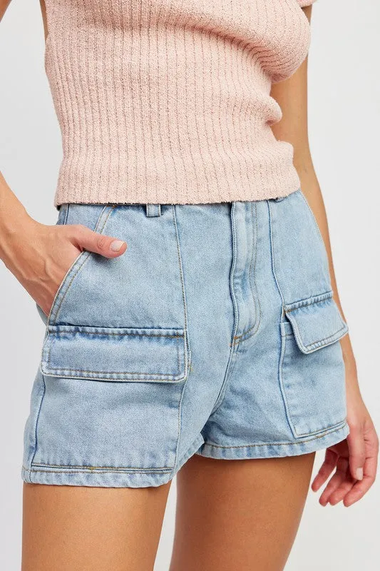 DENIM CARGO SHORTS