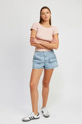 DENIM CARGO SHORTS