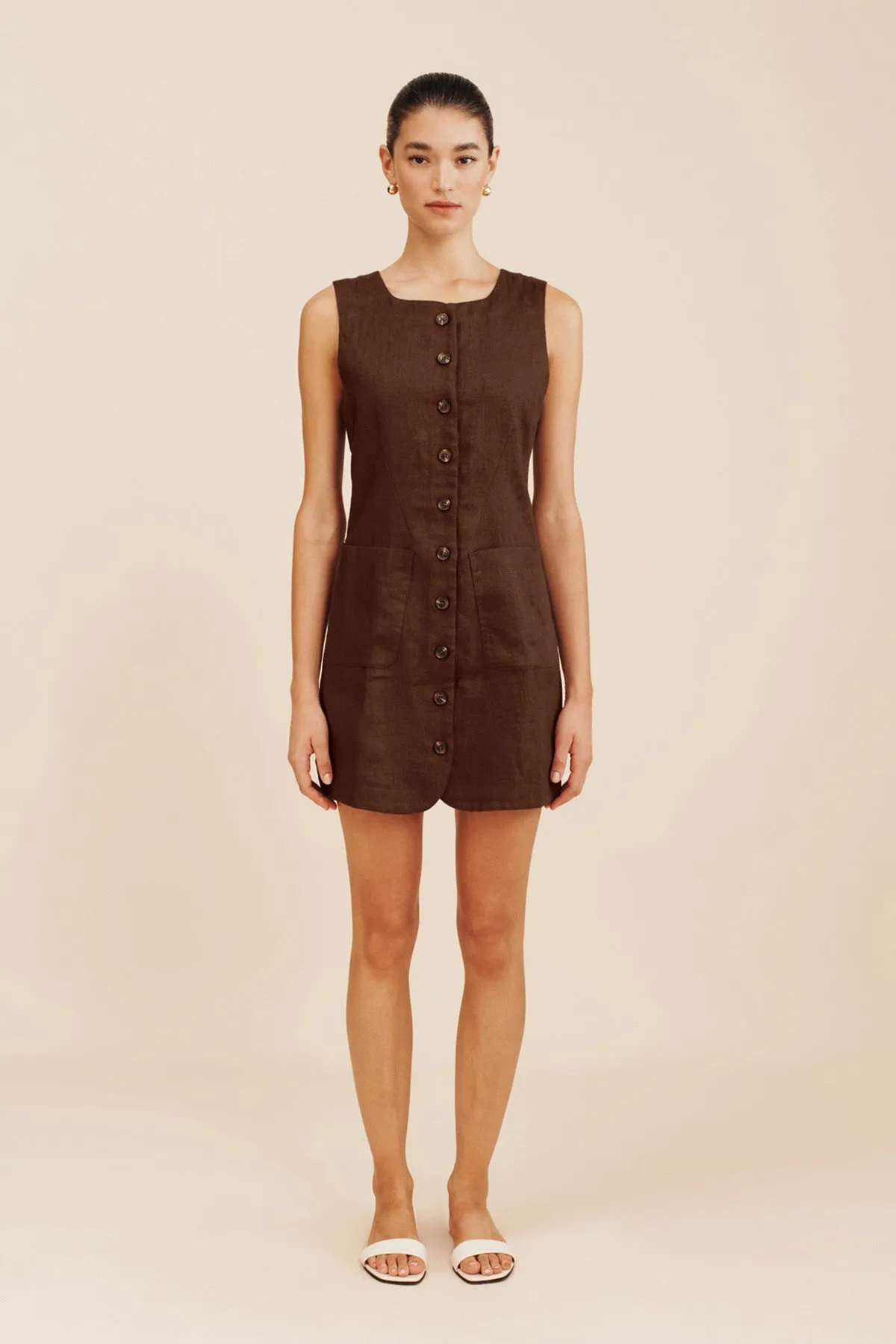 EMMA BUTTON DOWN MINI - CHOCOLATE