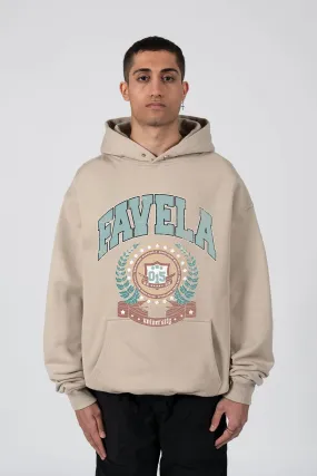 FAVELA UNIVERSITY TAUPE SNAP BUTTON HOODIE