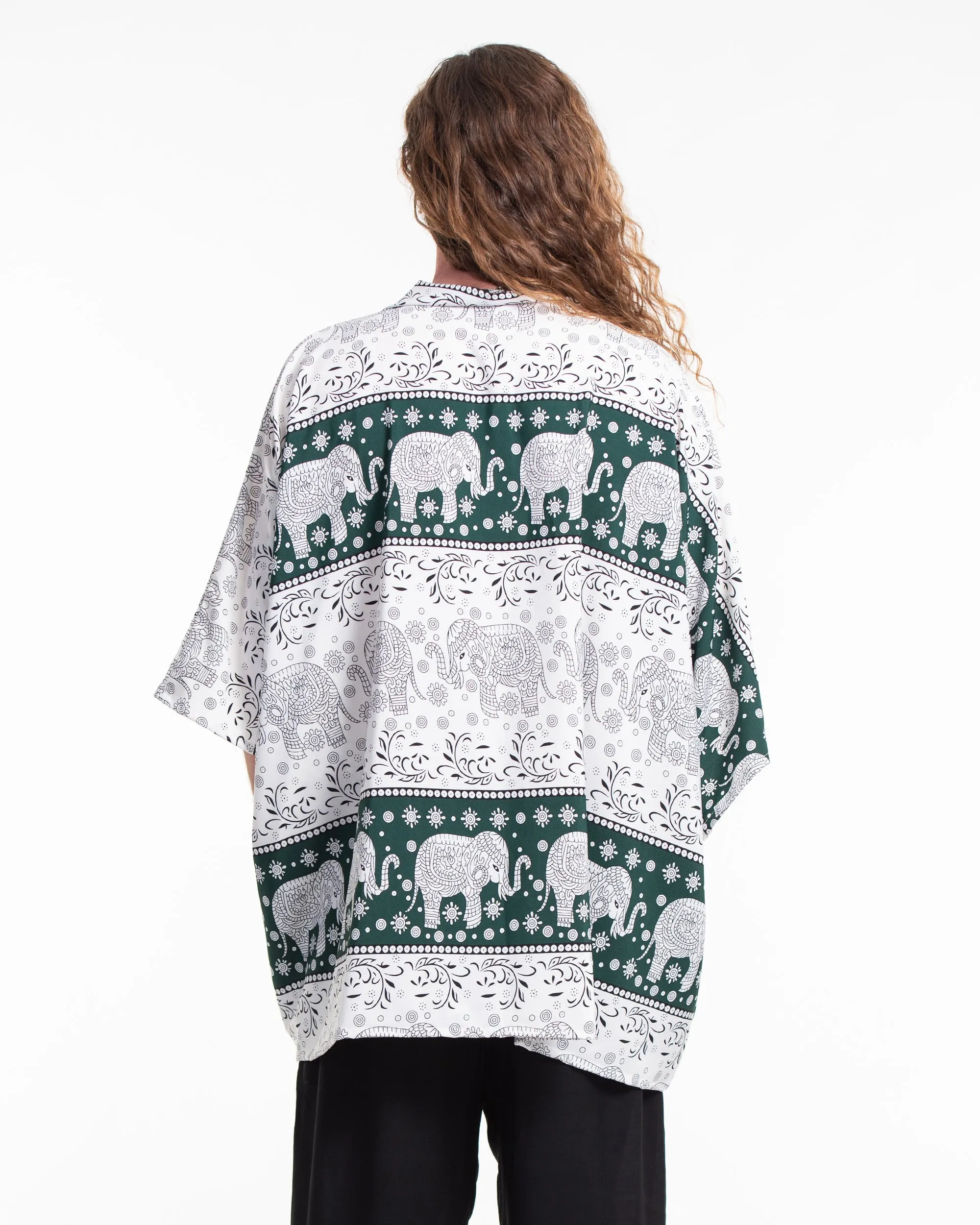 Floral Elephant Kimono Cardigan in Green