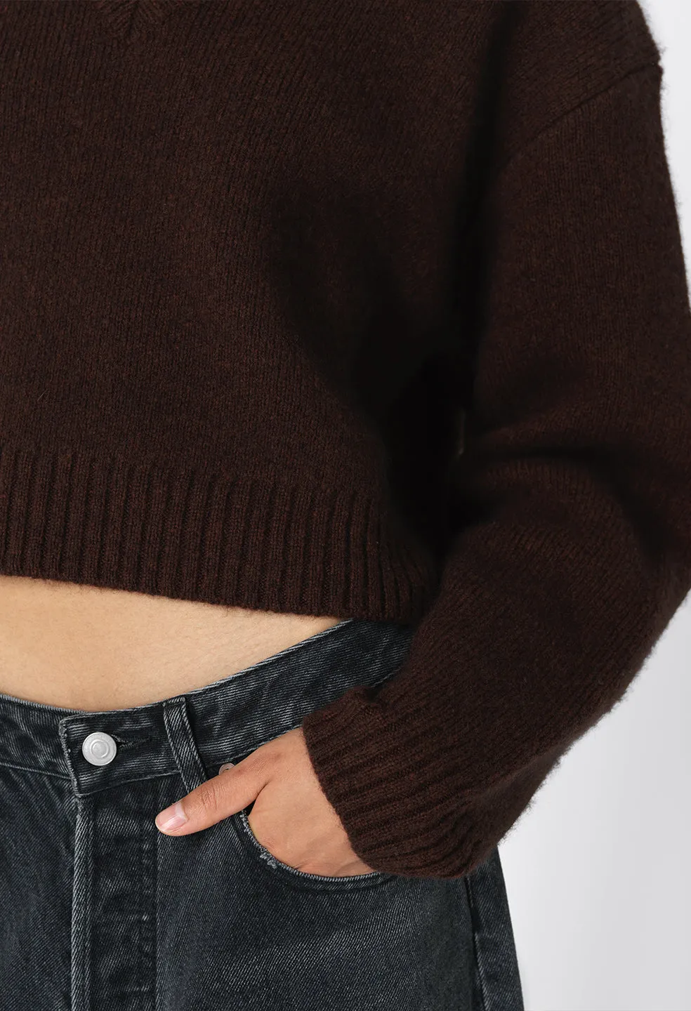 Foggy Wool V Neck Sweater / Americano