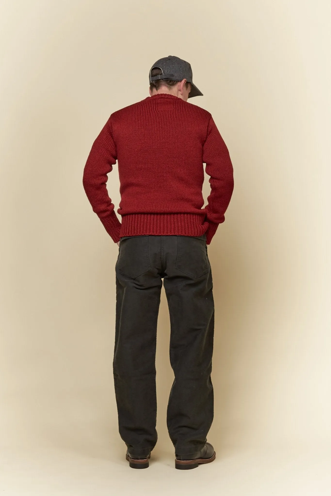 Fullcount Husk Wool Letterman School Sweater - Burgundy