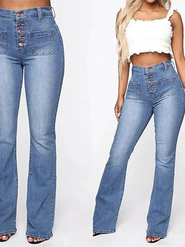 High Waist Skinny Bootcut Denim Jeans for Women's Office and Casual Wear