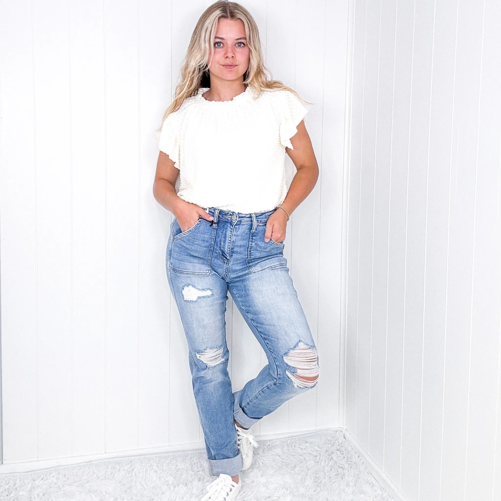 Judy Blue Harlow High Waist Destroyed Boyfriend Jeans