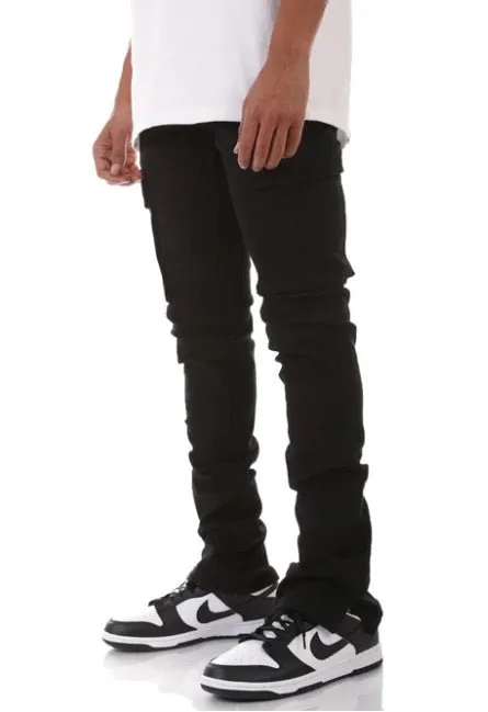 KDNK Cargo Stacked Jean (Black)