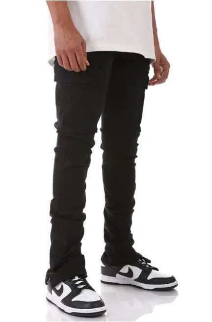 KDNK Cargo Stacked Jean (Black)