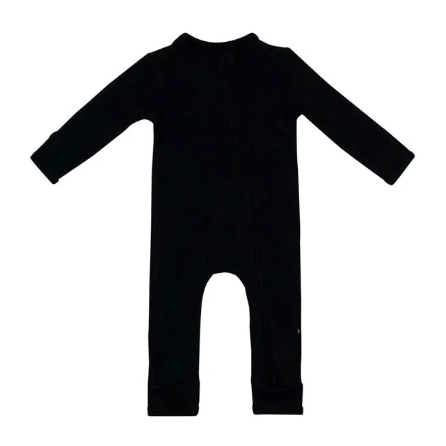 Kyte Baby Ribbed Zipper Romper in Midnight