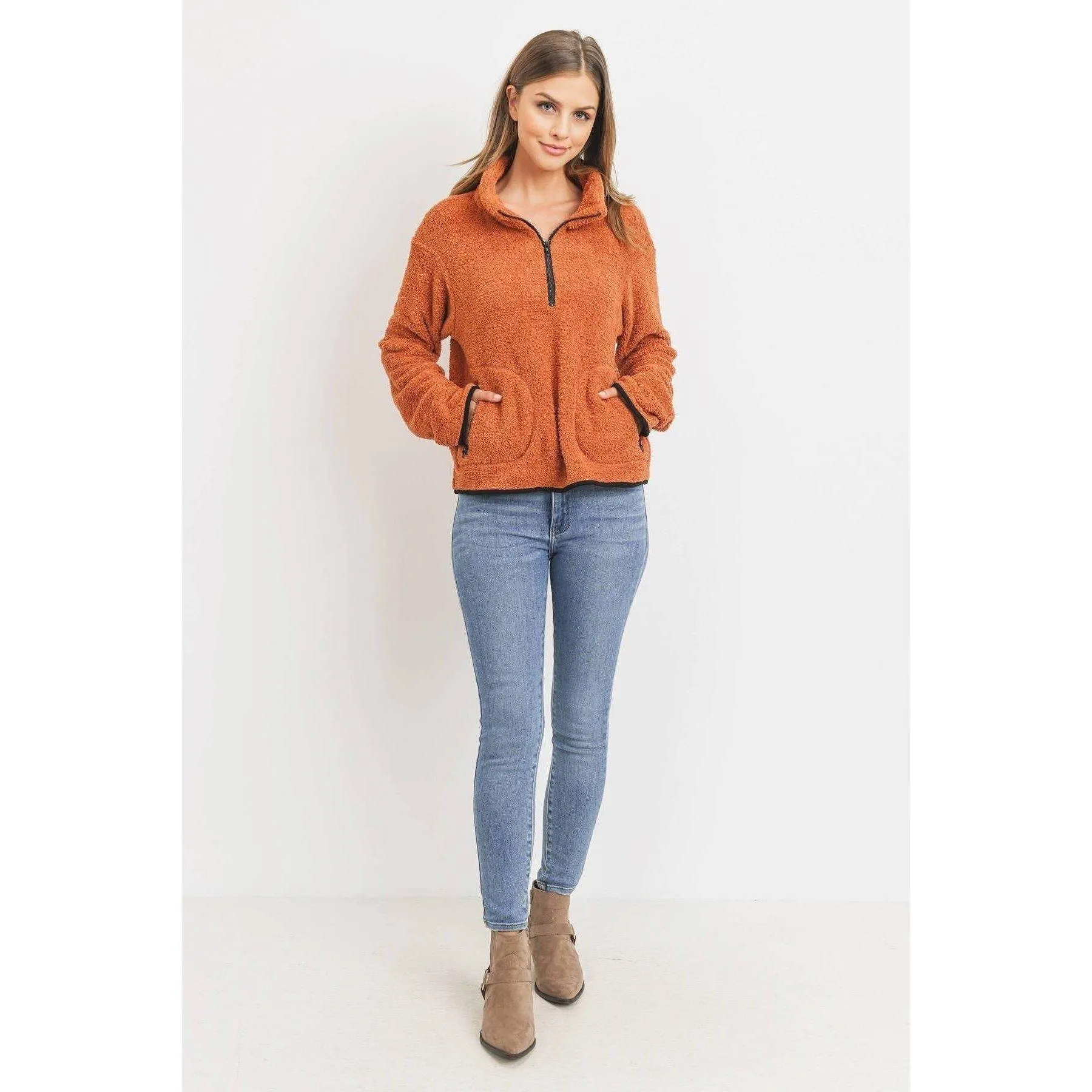 Long Sleeve Half Zipper Pullover Loopie Terry