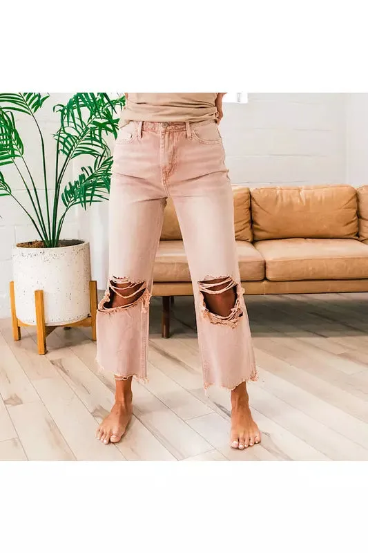 Mauve 90's cropped jeans