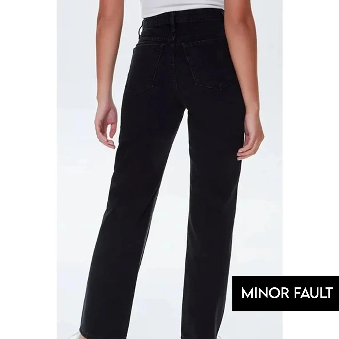 (Minor Fault) Black Side Washed Striped Relaxed Jeans