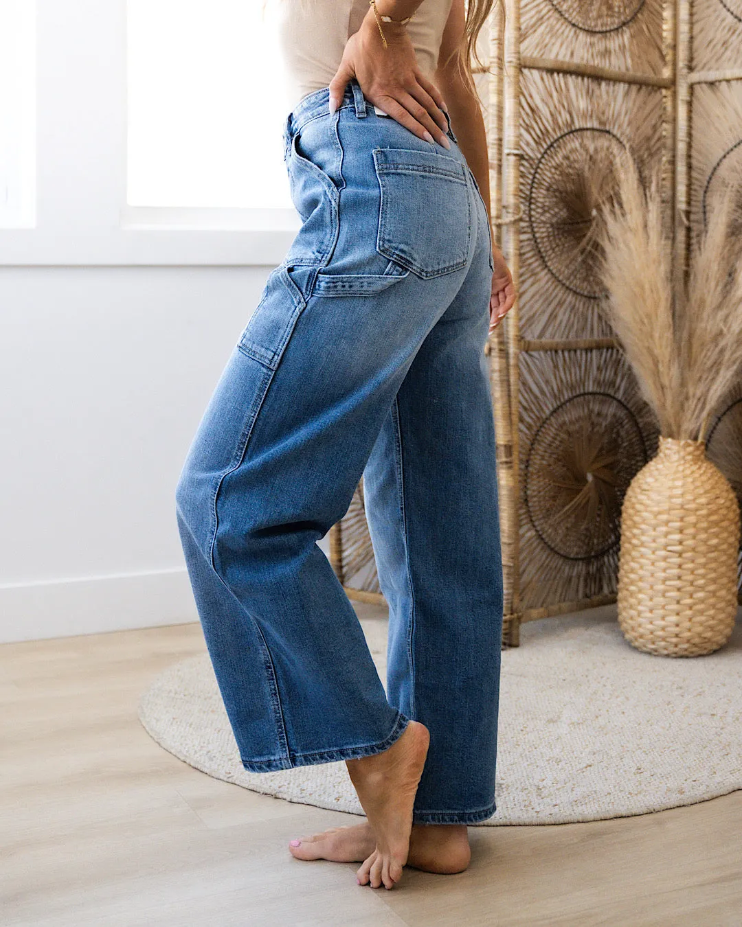 NEW! KanCan Jenna Wide Leg Cargo Jeans