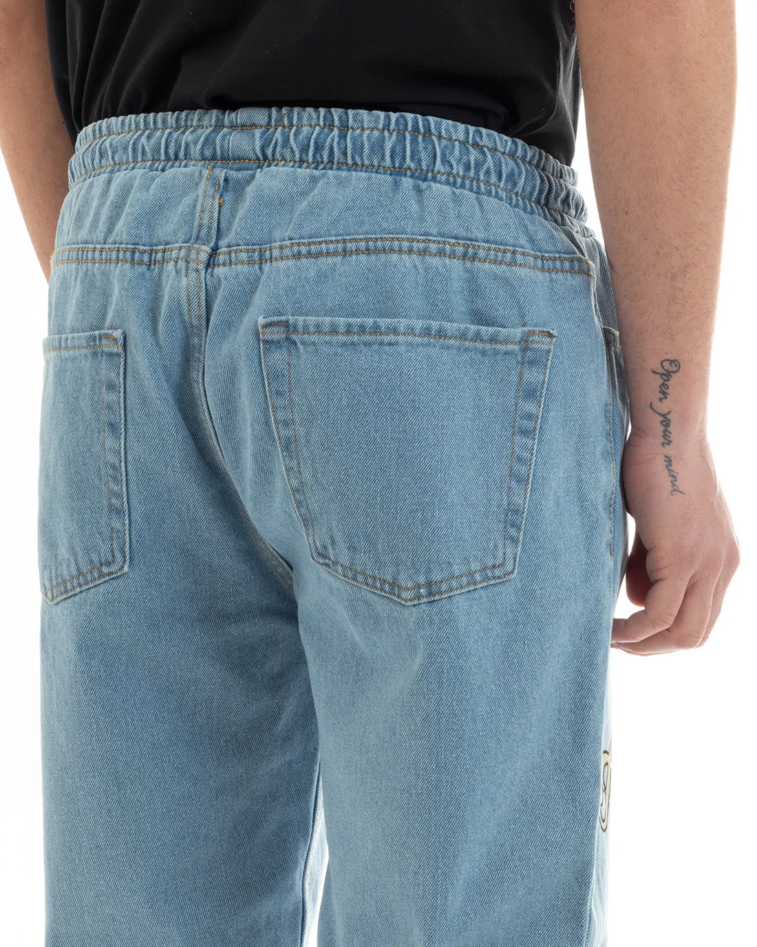 Pantaloni Jeans Uomo Loose Fit Denim Pantalaccio Con Stampa GIOSAL-P5675A