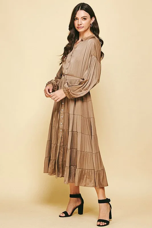 Rachel Button Down Dress in Mocha