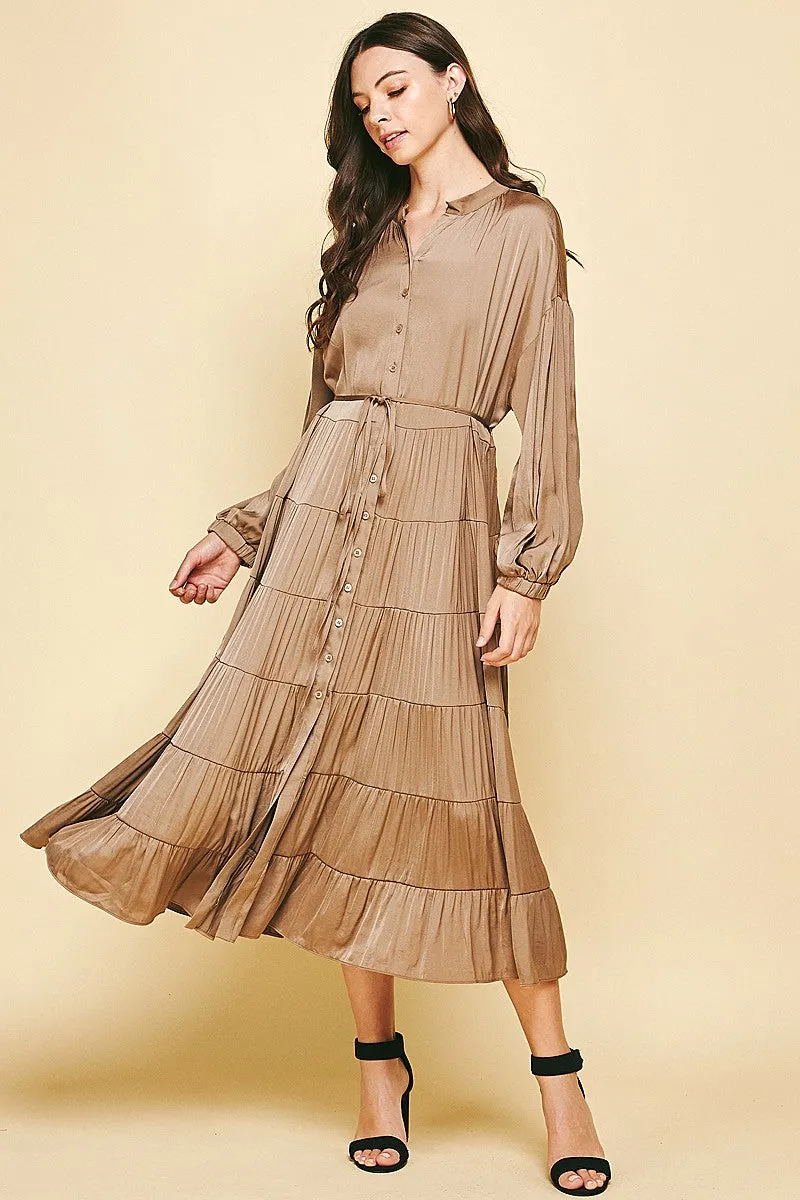 Rachel Button Down Dress in Mocha