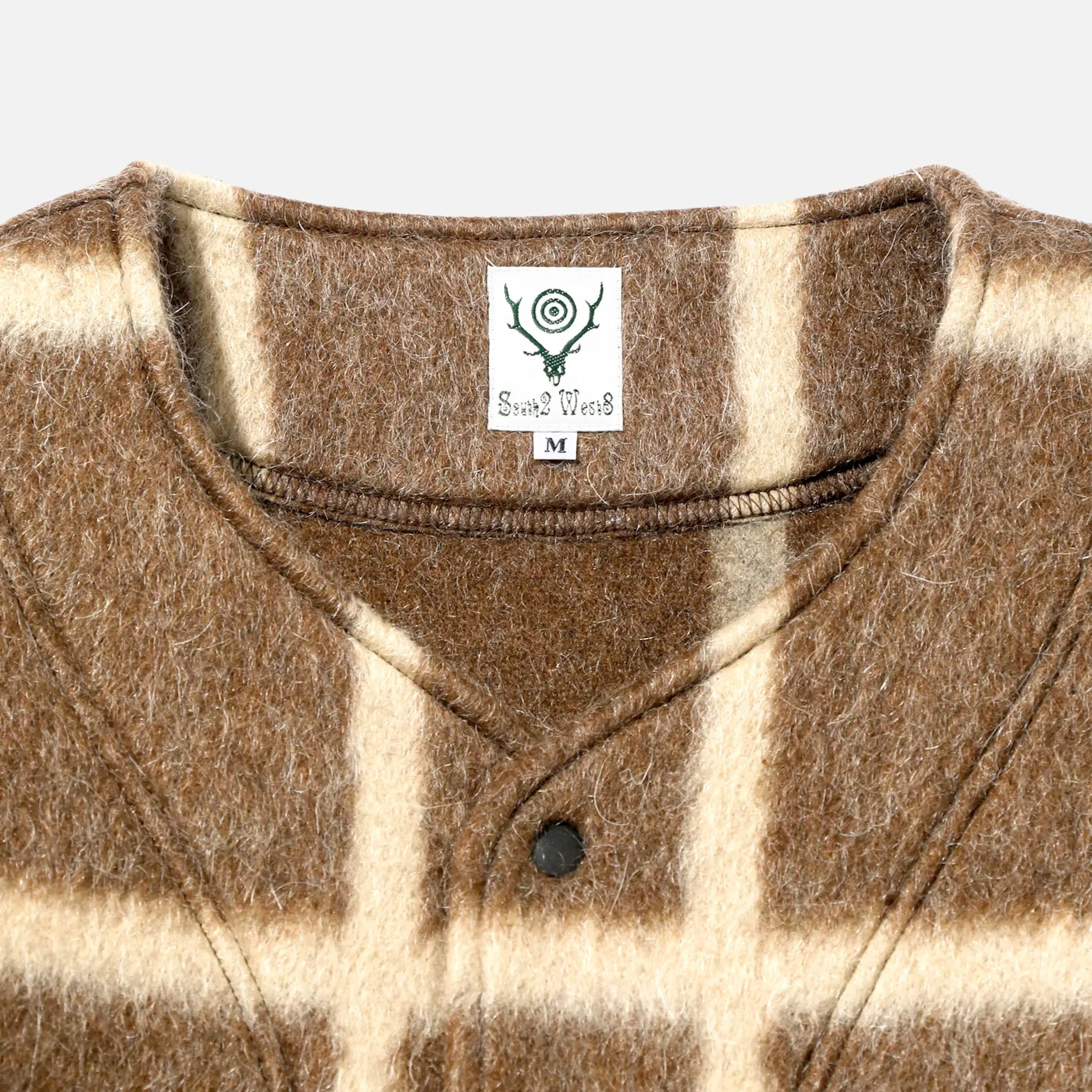 South2 West8 P.P. Cardigan - Pe/Ac/M/W Sliver Plaid - Brown