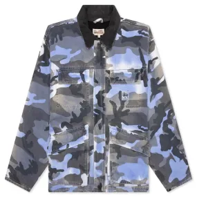 Spray Dye Canvas Shop Jacket - Blue Camo