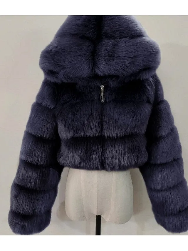 Stay Warm and Stylish in the Chilly Winter Months with Our Women's Faux Fur Hooded Coat