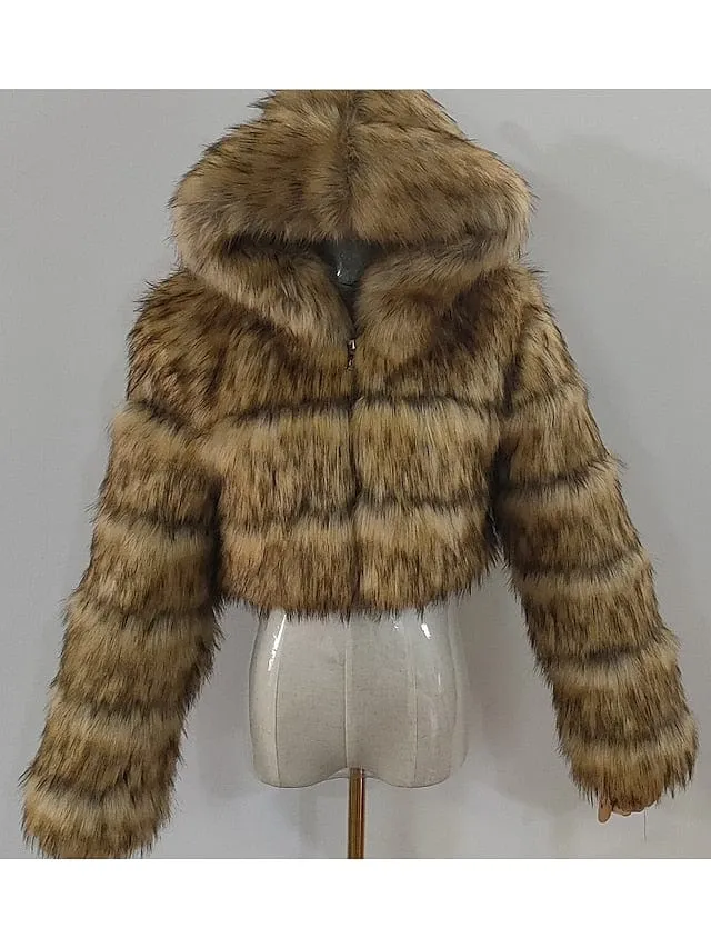 Stay Warm and Stylish in the Chilly Winter Months with Our Women's Faux Fur Hooded Coat