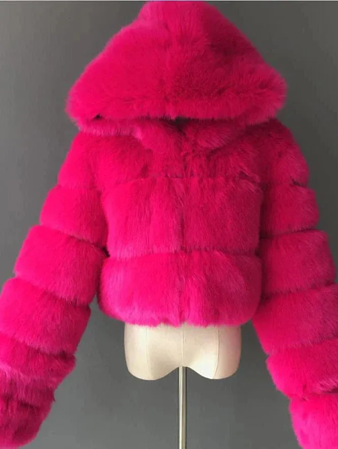 Stay Warm and Stylish in the Chilly Winter Months with Our Women's Faux Fur Hooded Coat