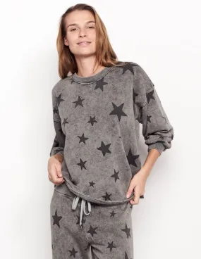 Sundry Stars Puff Sleeve Sweatshirt Acid Wash