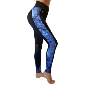 Swim Leggings for Women UPF 50 | Marble - Black with Mesh