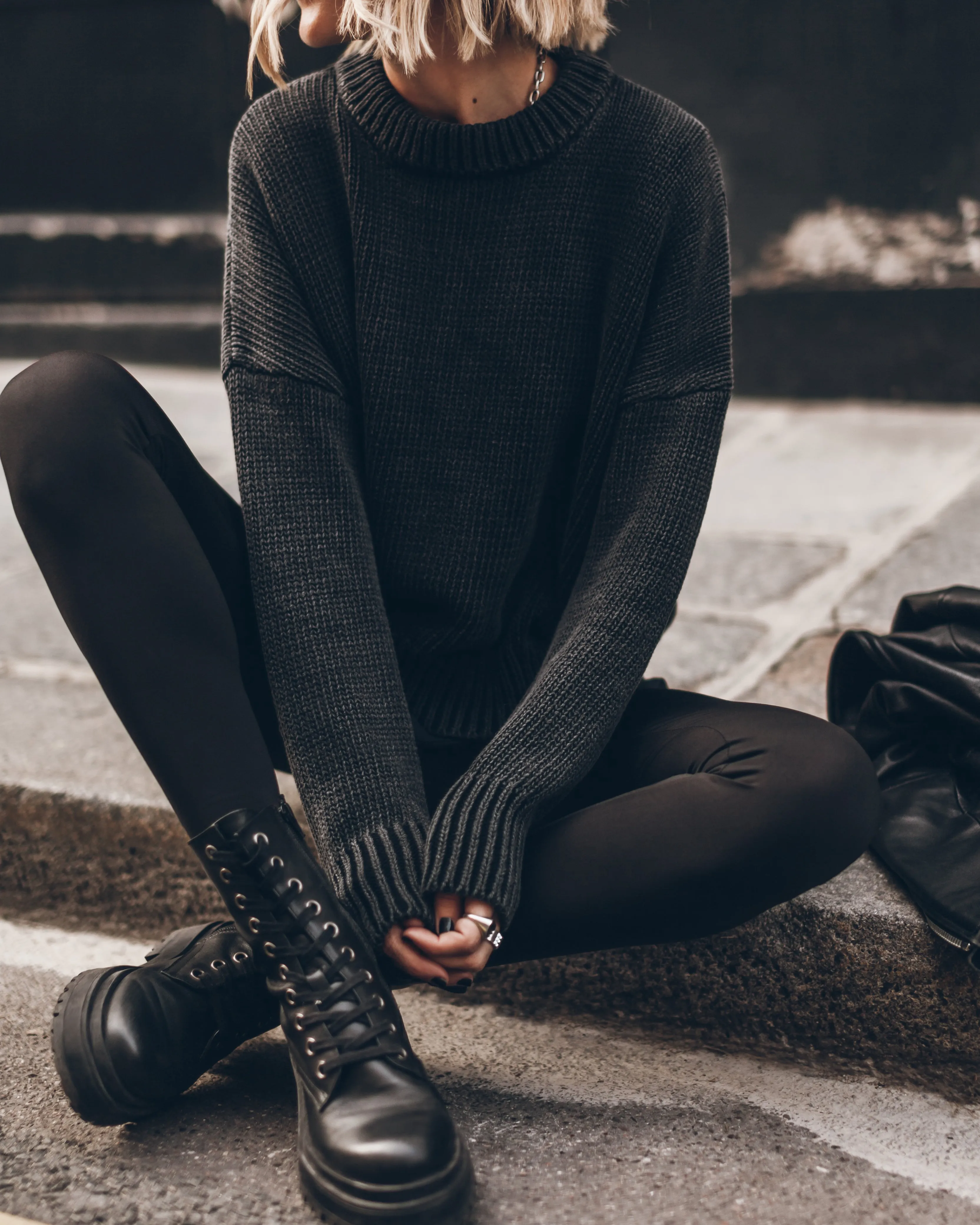 The Dark Faded Knit Sweater