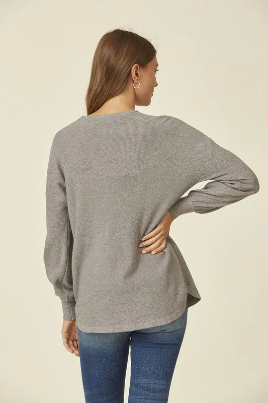 Thermal Sweater Top in Gray