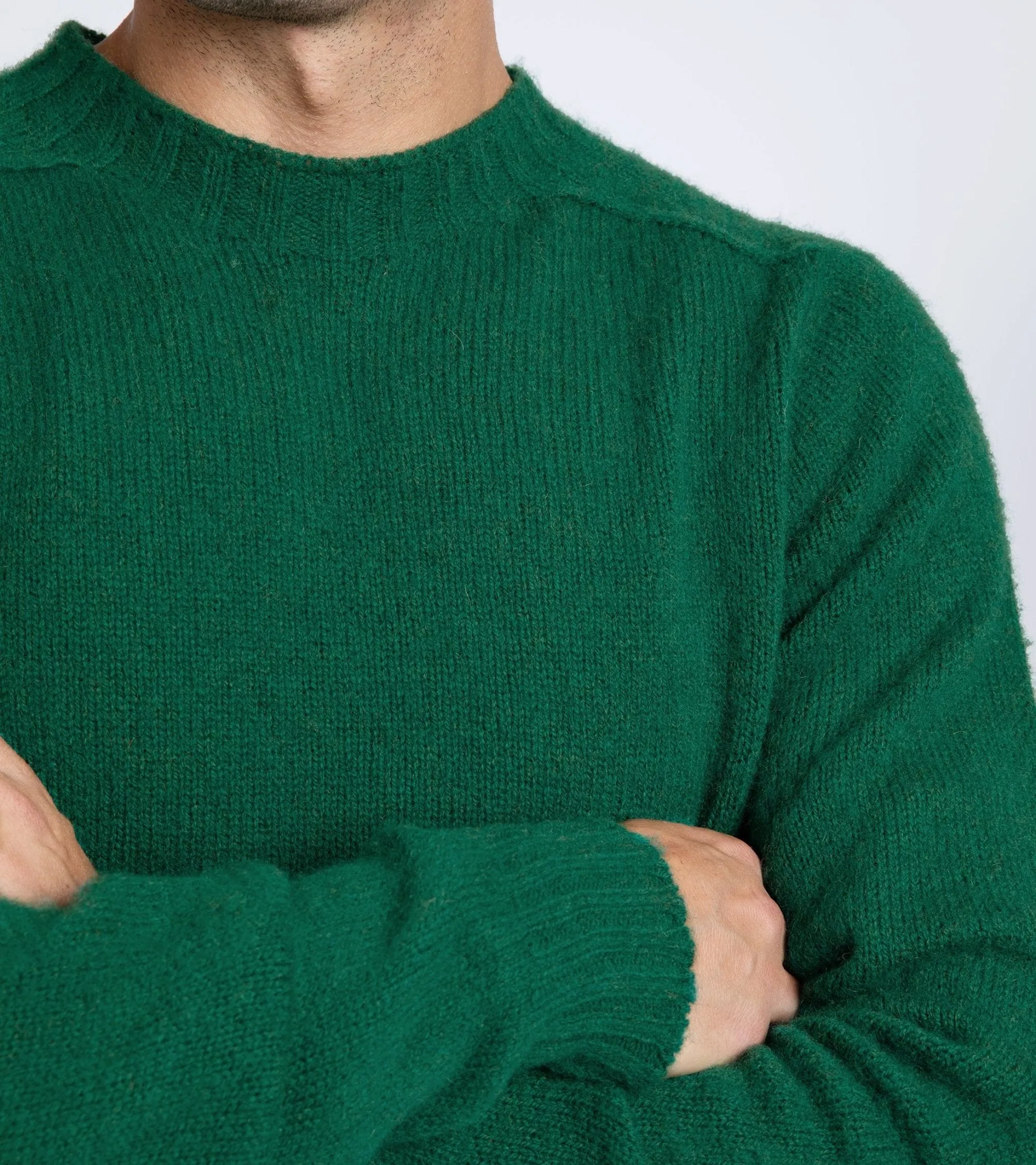 Trunk Berwick Brushed Shetland Crew Sweater: Malachite Green