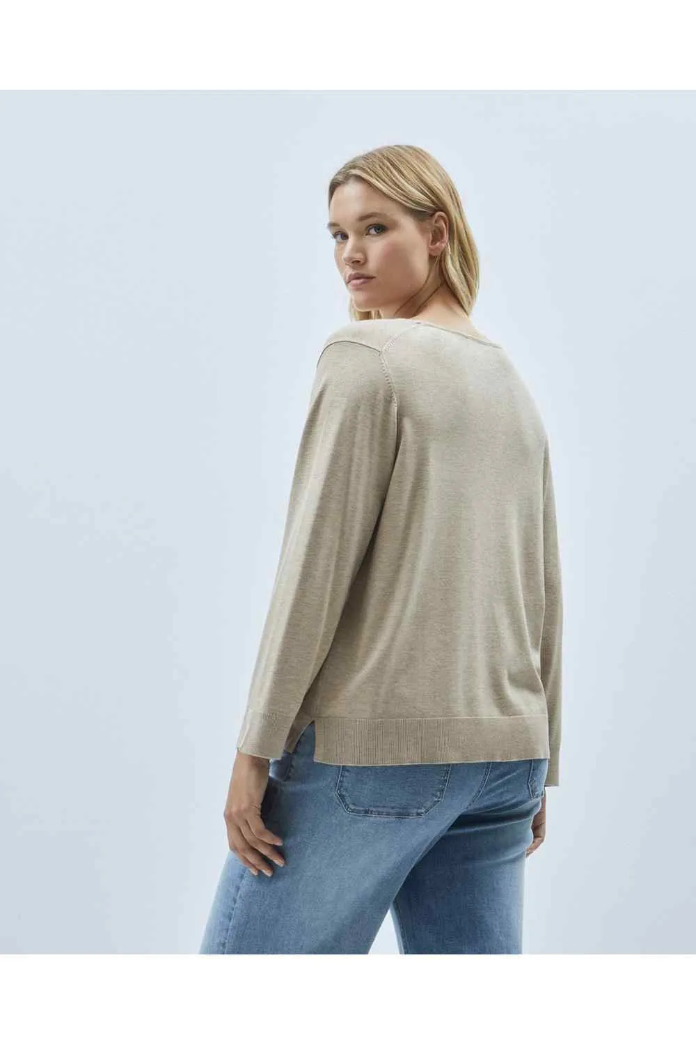 V Neck Sweater - Beige