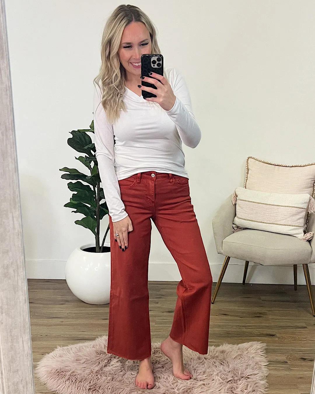 Vervet Skye Wide Leg Non Distressed Crop Jeans - Bossa Nova