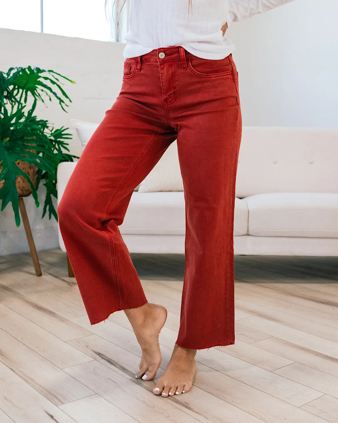 Vervet Skye Wide Leg Non Distressed Crop Jeans - Bossa Nova