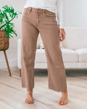 Vervet Skye Wide Leg Non Distressed Crop Jeans - Chocolate Malt