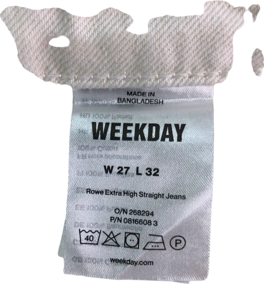 Weekday Off-White Extra High Straight Jeans UK W27" LENGTH 30"