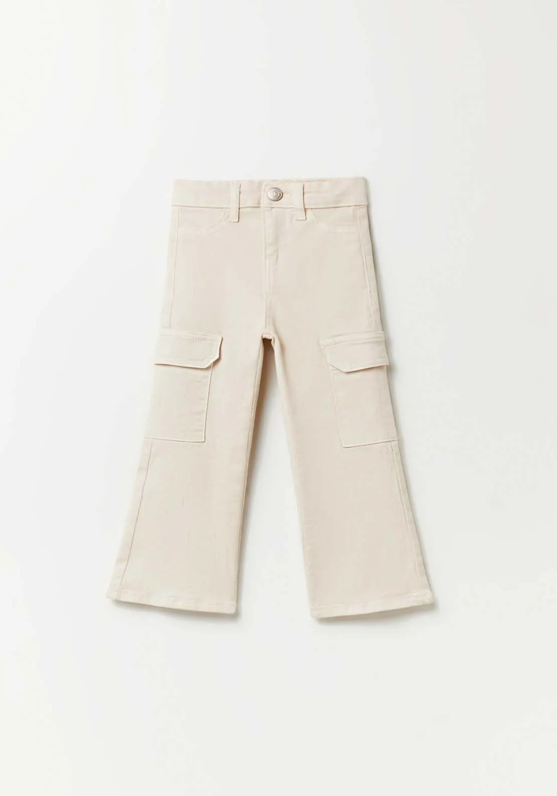 Wide Leg Cargo Trousers Beige - Beige